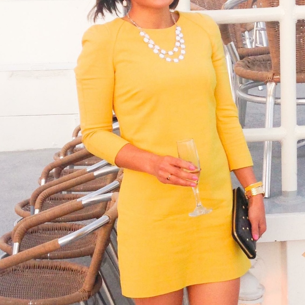 Zara shift dress yellow S